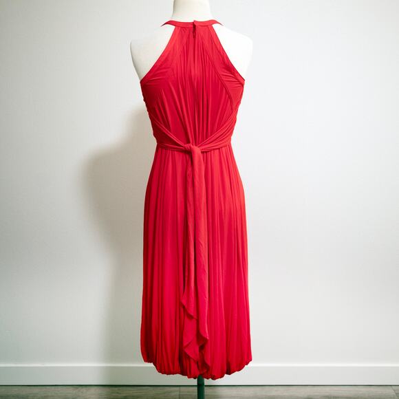 Donna Karan Collection Red Bubble Hem Midi Dress Racerback Jersey SZ M - Picture 3 of 7